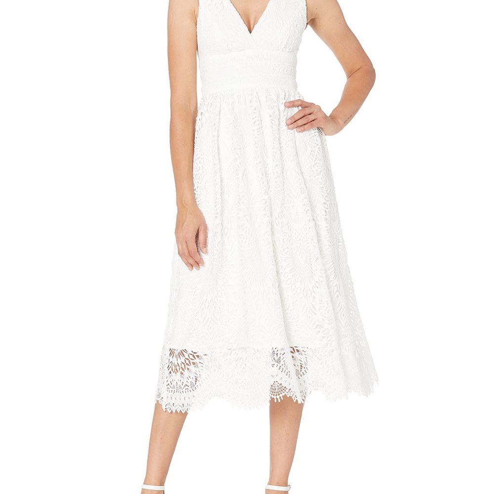 NWOT Shoshanna Women's Christabella Dress Elegant White Lace Midi Dress